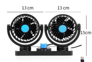 Dual 360-Degree Rotating Car Fan usb